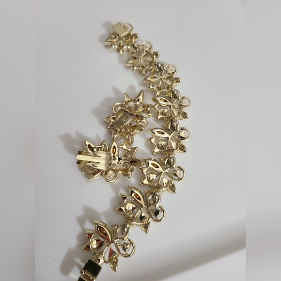 Vintage coro ? SET bracelet clip on earrings rhinestones looks NEW! VTG 50's MCM - Picture 15 of 16